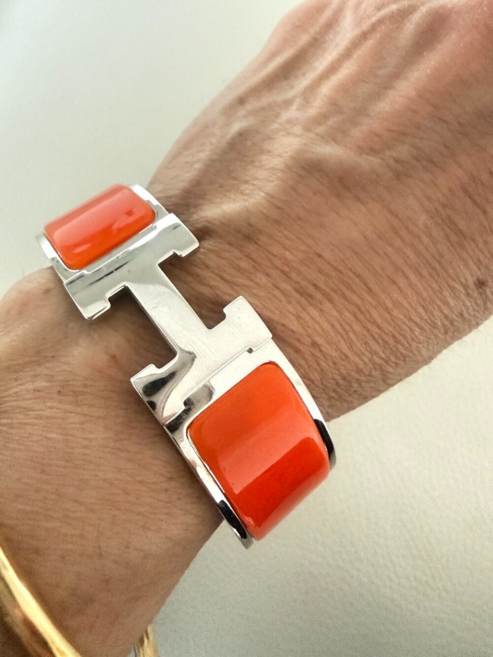 ORANGE SILVER STATEMENT FASHION BRACELET